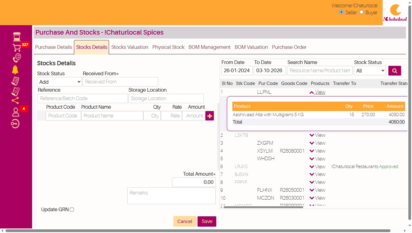 !Chaturlocal Purchase and Stock Management